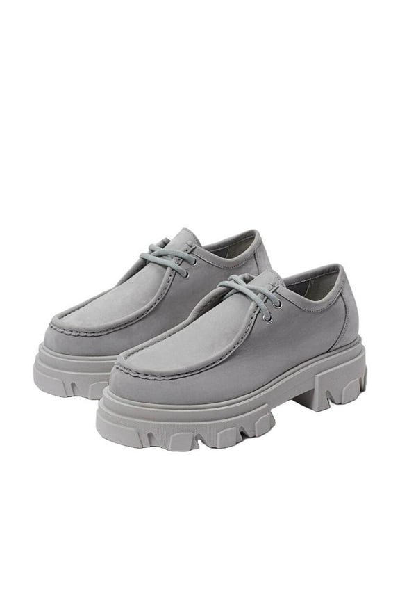 Danice Alloy Light Grey Chunky Block Heel Lug Sole Slip On Loafers (Alloy Green, 11)