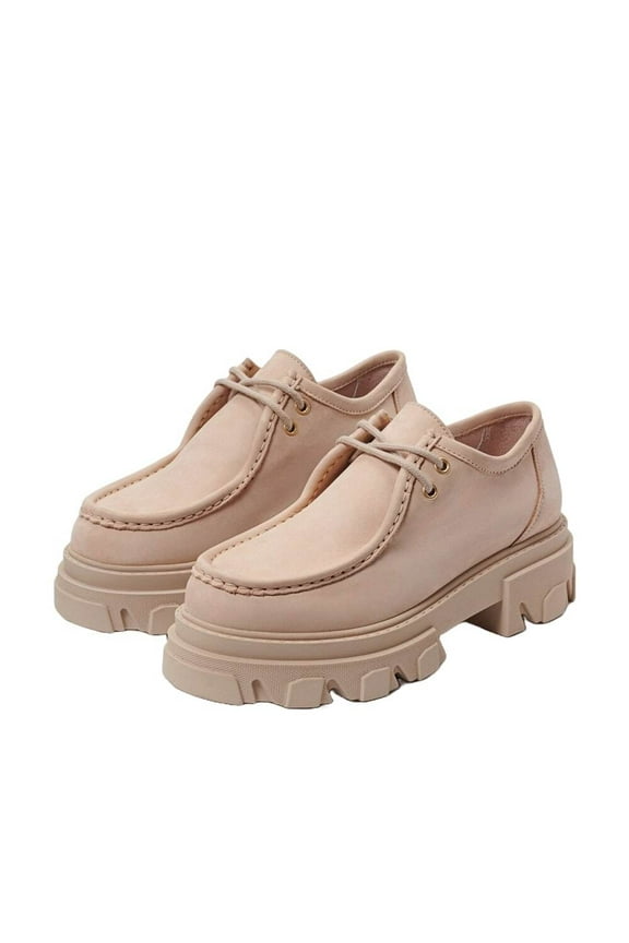 Danice Powder Blush Chunky Block Heel Lug Sole Lace Up Bootie (Powder Blush, 9)