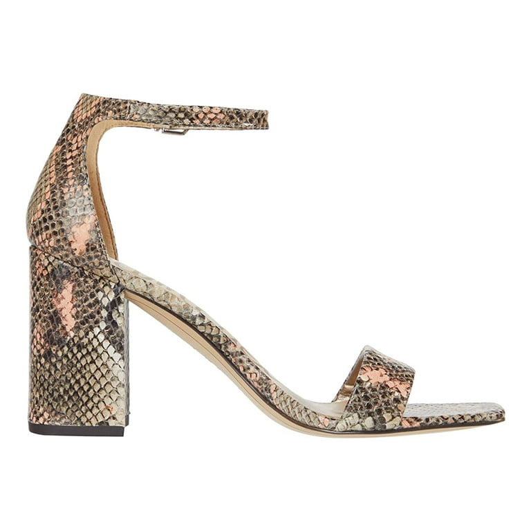 Sam Edelman Daniella Peach Snake Printed Ankle Strap Block Heeled