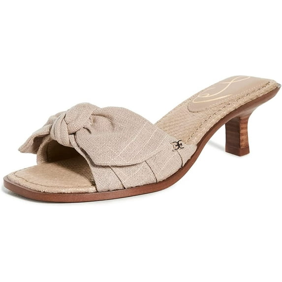 Sam Edelman Darcie Natural Squared Open Toe Kitten Heel Slip On Fashion Mules (Natural, 5)