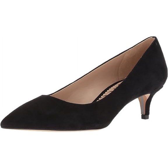 Sam Edelman Dori Black Suede Slip On Pointed Toe Kitten Heel Fashion Pumps (Black Suede, 10)