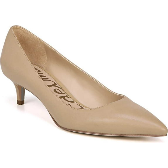 Sam Edelman Dori Soft Beige Slip On Pointed Toe Kitten Heeled Fashion Pumps (Soft Beige, 6.5)