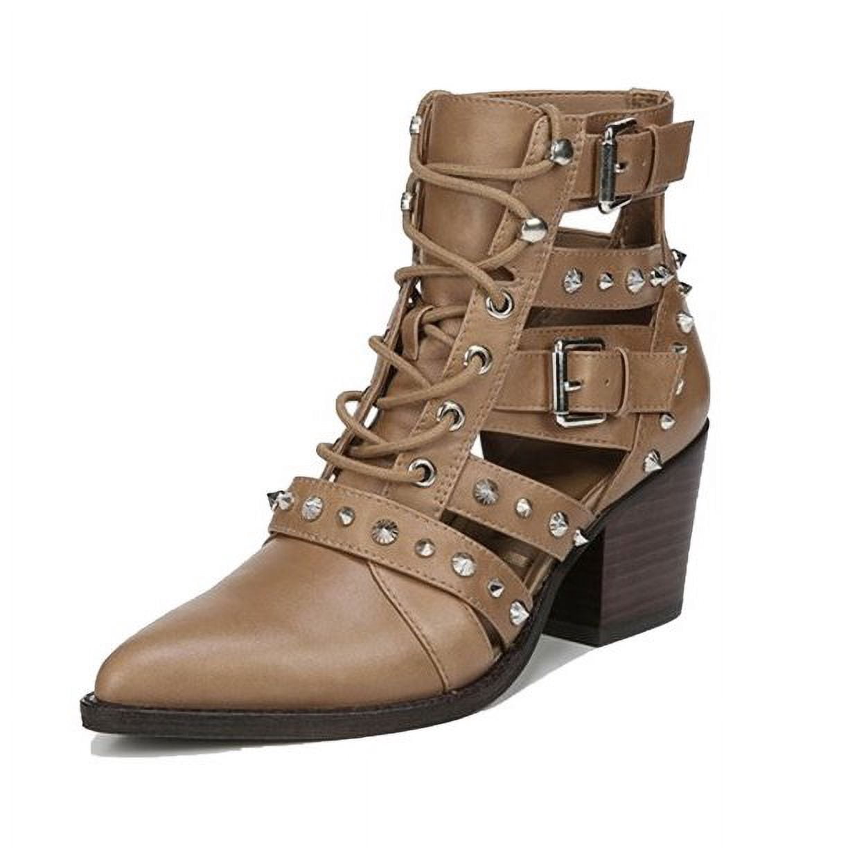 Sam Edelman Elana Camel Tan Pointed Toe Lace Up Western Booties Cut Out ...