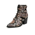 thumbnail image 1 of Sam Edelman Elana Peach Multi Snake Pointed Toe Lace Up Cut Out Booties Boots (Peach Multi, 7.5), 1 of 2