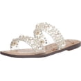 thumbnail image 1 of Sam Edelman Eleana Clear/Natural Jewel Detailed Open Toe Slip On Flats Sandals (Clear/Natural, 5), 1 of 6