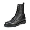 thumbnail image 1 of Sam Edelman Elliott Black Leather Rounded Toe Combat Ankle Lug Sole Boots (BLACK LEATHER, 7), 1 of 6