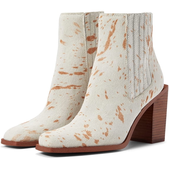 Sam Edelman Emalia Natural/Ivory Block Heel Pointed Toe Pull On Ankle Boots (Natural/Ivory, 7)