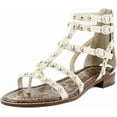 thumbnail image 1 of Sam Edelman Estella Sandshell Open Toe Studded Gladiator Thong Flat Sandals (Sandshell, 5.5), 1 of 6