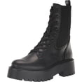 thumbnail image 1 of Sam Edelman Evina Black Leather Lace Up Rounded Toe Chunky Heeled Ankle Boots (Black Leather, 5), 1 of 6
