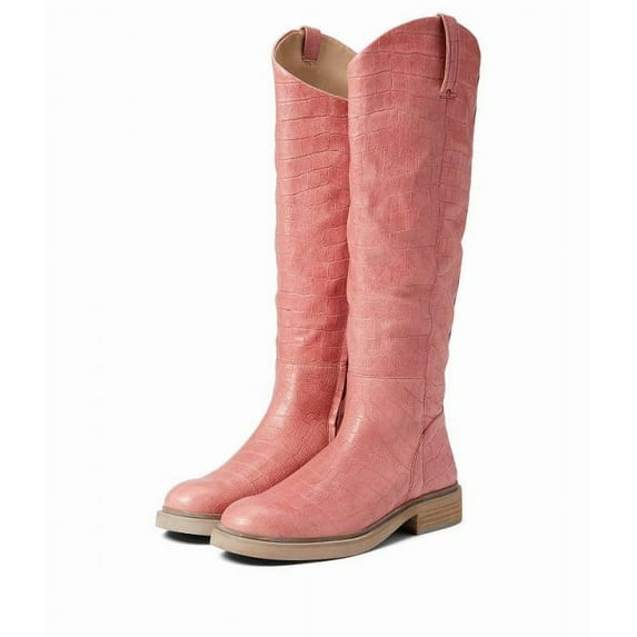 Sam Edelman Fable Cherry Leather Zipper Block Heel Round Toe Knee High Boots (Cherry, 11)