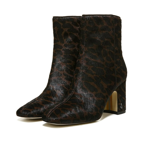 Sam Edelman Fawn 2 Brown Multi Brahma Stacked Block Heel Squared Toe Ankle Boots (BROWN MULTI BRAHMA, 7)