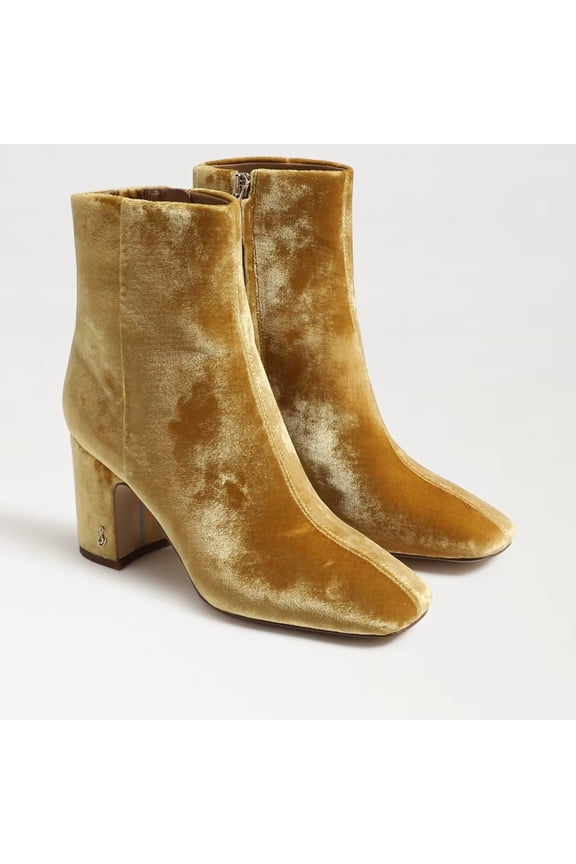 Sam Edelman Fawn Boot Women's US 5.5 Yellow Suede Square-Toe Ankle Bootie KHD384