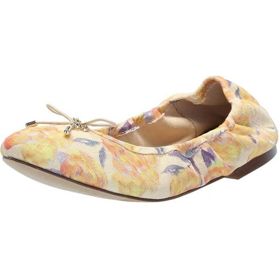 Sam Edelman Felicia Apricot Multi Slip On Round Toe Flexible Ballet Flats (Apricot Multi, 6)