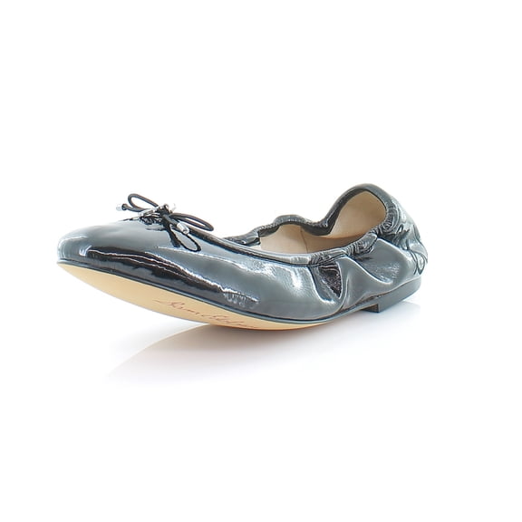 Sam Edelman Felicia Black Plush Patent Slip On Rounded Toe Flexible Ballet Flats (Black Plush Patent, 6.5)