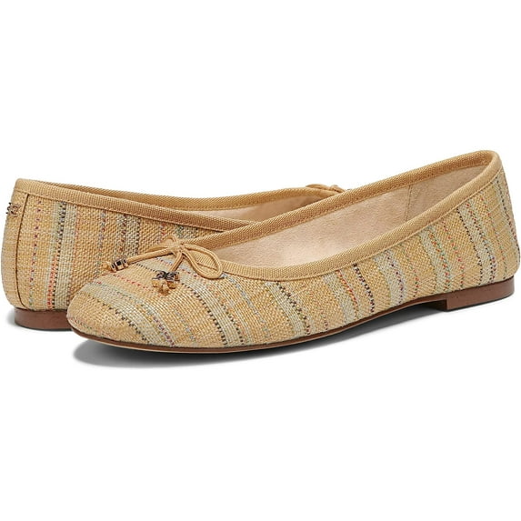 Sam Edelman Felicia Luxe Natural Multi Slip On Rounded Toe Flexible Ballet Flats (NATURAL MULTI, 12)