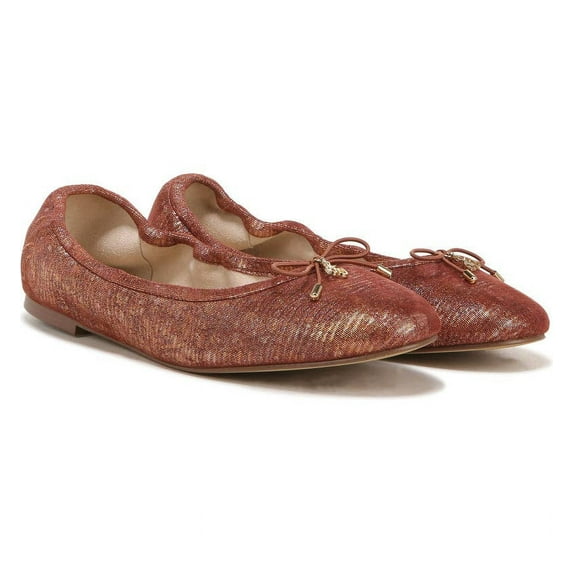 Sam Edelman Felicia Rust Pink Faux Shearling Leather Slip On Round Toe Ballet Flats (RUST PINK, 7.5)