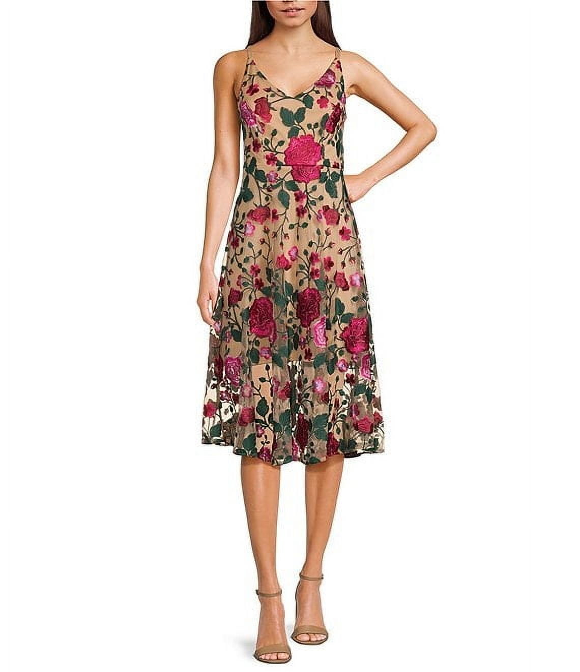 Sam Edelman Floral Embroidered Midi Dress Pink Multi 0