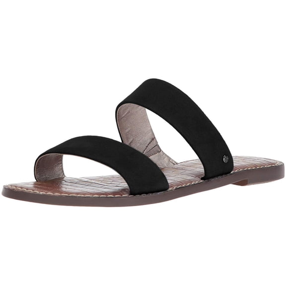 Sam Edelman Gala Slide Mule Black Suede Open Toe Two Piece Flat Slip On Sandals (Black Suede, 11)