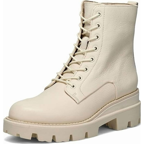 Sam Edelman Women's Garret Ivory Leather Platform Combat Boots 14M