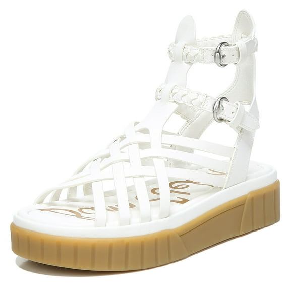 Sam Edelman Geana White Braided Ankle Strap Platform Wedge Gladiator Sandals (WHITE, 10.5)