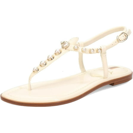 Sam Edelman Women's Gigi Thong Sandal Pearl Porcelain Patent 7.5W