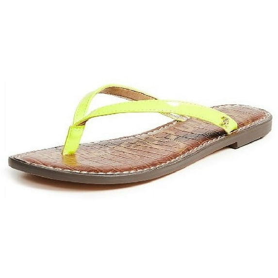 Sam Edelman Gracie Neon Yellow Thong Slip On Open Toe Slides Flats Sandals (Neon Yellow, 7)