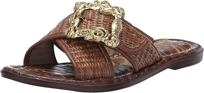 Sam Edelman Gracyn Cuoio Weave Slip On Open Toe Buckle Detailed