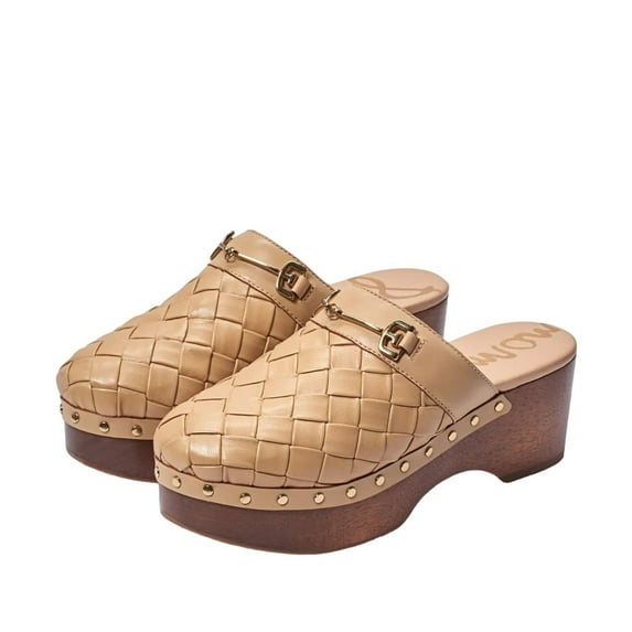 Sam Edelman Hallee Soft Sand Leather Rounded Closed Toe Slip On Fashion Clogs (Soft Sand Leather, 9)