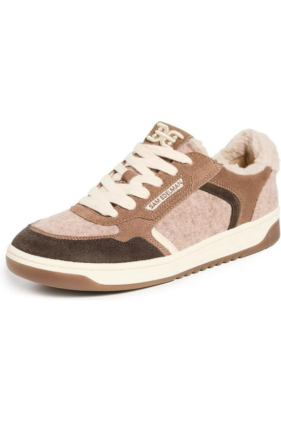 Harper Taupe Multi Shearling Lace Up Flat Fashion Low Top Sneakers (Taupe Multi Shearling, 6.5)