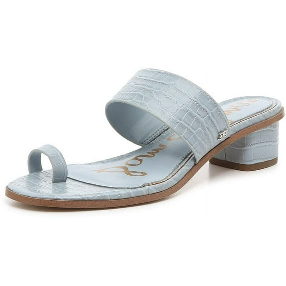Sam Edelman Ilana Toe-Loop Slip-On Slide Block-Heel Sandals Blue Mule Sandals (BLUE, 8)