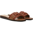 thumbnail image 1 of Sam Edelman Irina Cognac/Cuoio Weave Double E Square Toe Flat Slide Sandals (RICH COGNAC/CUOIO, 7.5), 1 of 6