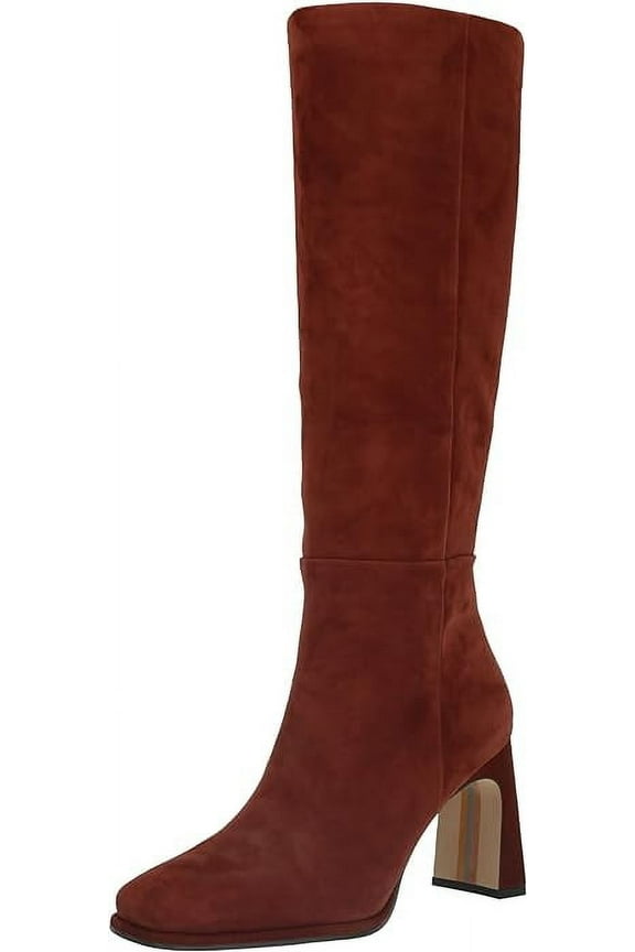 Issabel Warm Chestnut Squared Toe Block Heel Fashion Knee High Boots (Warm Chestnut, 8.5)