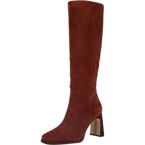 Sam Edelman Issabel Warm Chestnut Squared Toe Block Heel Fashion Knee High Boots (Warm Chestnut, 8)