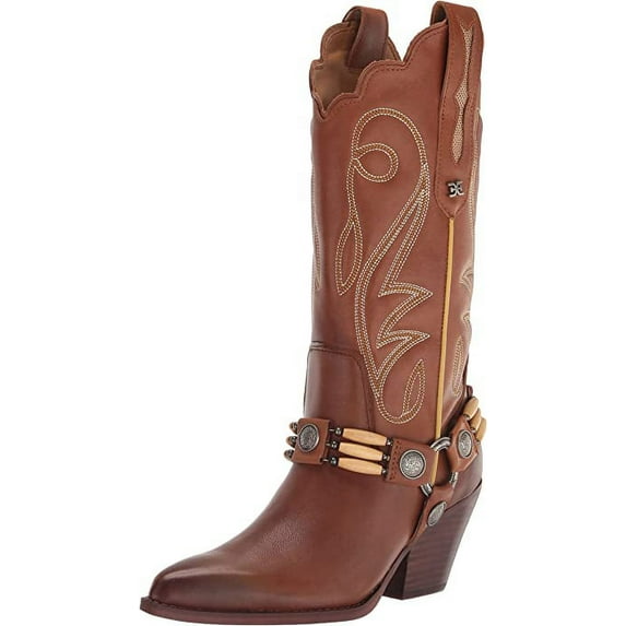 Sam Edelman Jackie Toasted Chestnut Pointy Toe Stacked Heel Pull On Western Boot (Toasted Chestnut, 8)