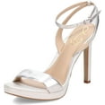 thumbnail image 1 of Sam Edelman Jade Soft Silver Stiletto Heel Open Toe Ankle Strap Heeled Sandals (Soft Silver, 8.5), 1 of 6