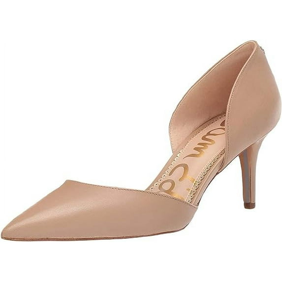 Sam Edelman Jaina Classic Nude Leather D'orsay Pointed Toe Slip On Dress Pumps (Classic Nude Leather, 6.5)