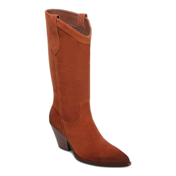 Sam Edelman Jamie Mesa Rust Side Zipper Pointed Toe Block Heel Western Boots (Mesa Rust, 10)