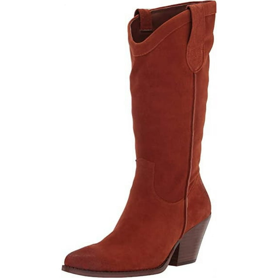 Sam Edelman Jamie Mesa Rust Side Zipper Pointed Toe Block Heel Western Boots (Mesa Rust, 9)