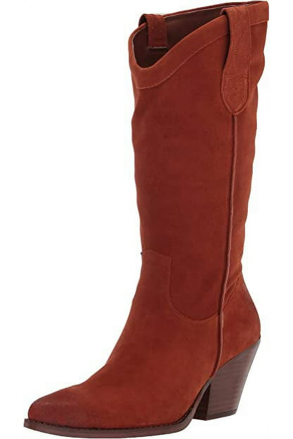 Jamie Mesa Rust Side Zipper Pointed Toe Block Heel Western Boots (Mesa Rust, 9)