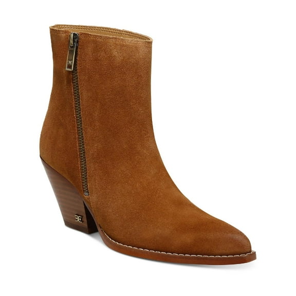 Sam Edelman Jane Frontier Brown Leather Pointed Toe Block Heel Western Bootie (Frontier Brown, 10)