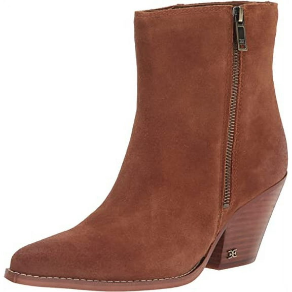 Sam Edelman Jane Frontier Brown Leather Pointed Toe Block Heel Western Bootie (Frontier Brown, 5.5)
