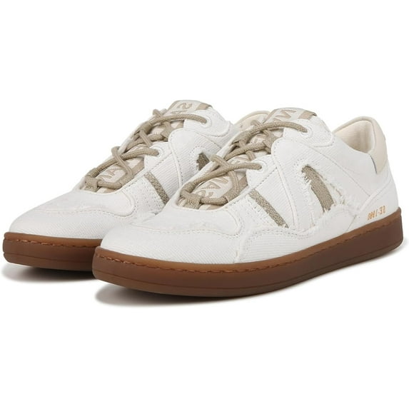 Sam Edelman Jayne White/Stone Grey Lace Up Low Top Rounded Toe Fashion Sneakers (White/Stone Grey, 6.5)