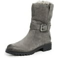 thumbnail image 1 of Sam Edelman Jeanie Gray Suede Fur Lined Lug Sole Moto Lace Up Chelsea Boot (5), 1 of 4