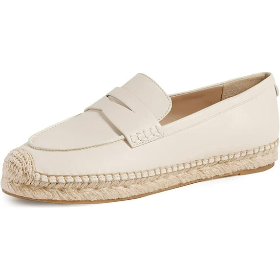 Sam Edelman Kai Slip On Rounded Toe Cork Detailed Fashion Espadrilles Loafers (Modern Ivory, 5)