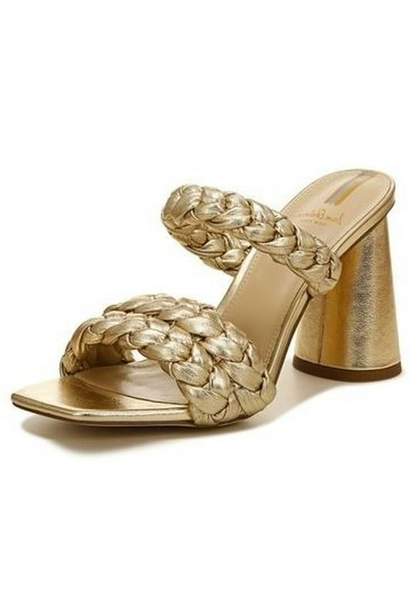 Kendra Gold Leaf Leather Block Heel Squared Open Toe Slip On Mules (Gold Leaf Leather, 8.5)