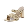 thumbnail image 1 of Sam Edelman Kendra Gold Leaf Leather Block Heel Squared Open Toe Slip On Mules (Gold Leaf Leather, 9), 1 of 3
