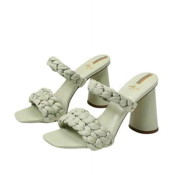 Sam Edelman Kendra Pistachio Leather Block Heel Square Toe Slip On Fashion Mules (Pistachio Leather, 5)