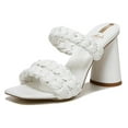thumbnail image 1 of Sam Edelman Kendra White Leather Block Heel Square Open Toe Slip On Fashion Mule (White Leather, 9), 1 of 7