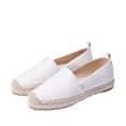 thumbnail image 1 of Sam Edelman Kenley White Leather Rounded Toe Slip On Espadrilles Classic Flats (White Leather, 7.0), 1 of 6
