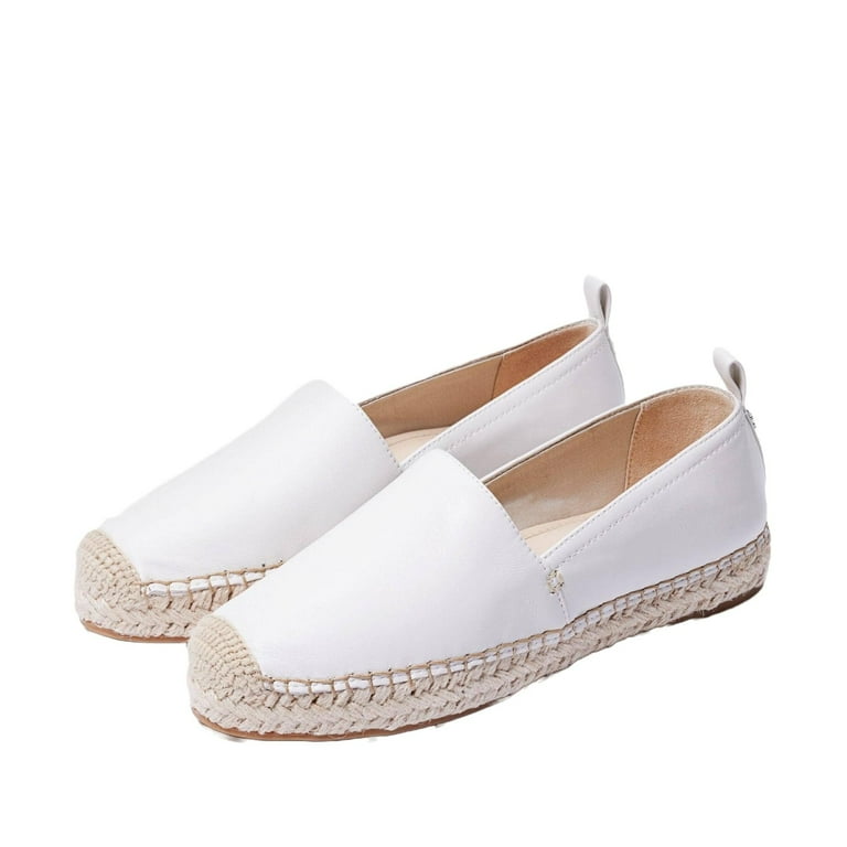 Sam Edelman Kenley White Leather Rounded Toe Slip On Espadrilles Classic Flats White Leather 7.5